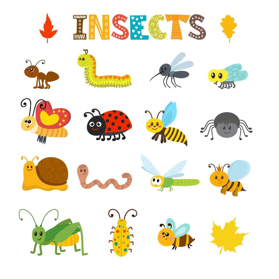Vektor einstellen von Karikatur Insekten. bunt Fehler Sammlung