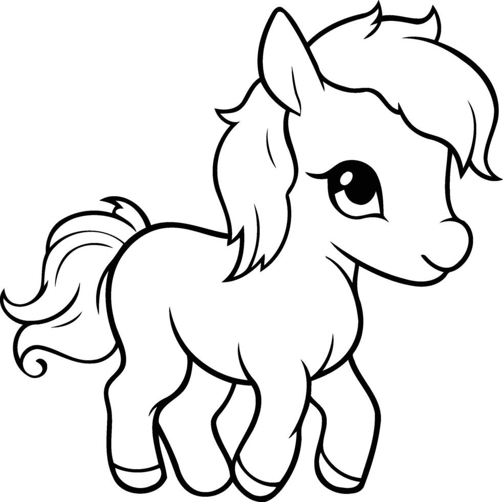 süß Karikatur Pony isoliert auf ein Weiß Hintergrund. Vektor Illustration.