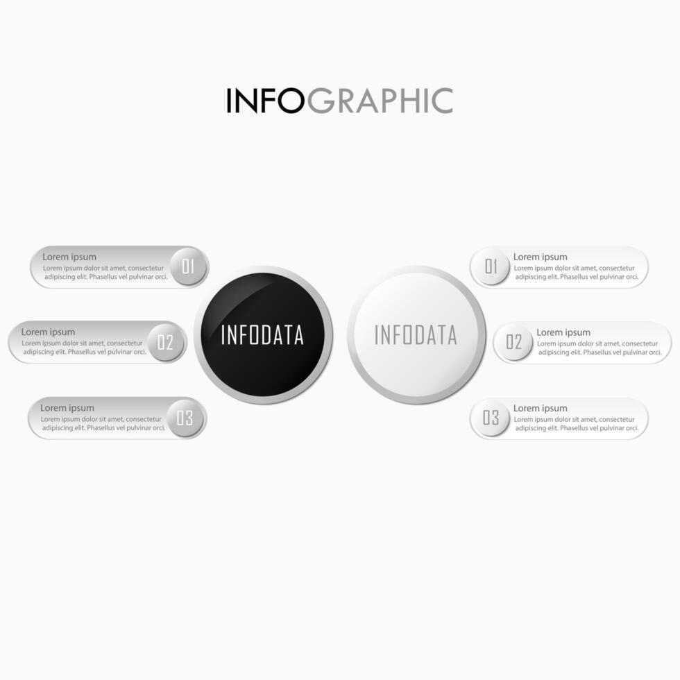 schwarz und Weiß Infografik mit drei Schritt vektor