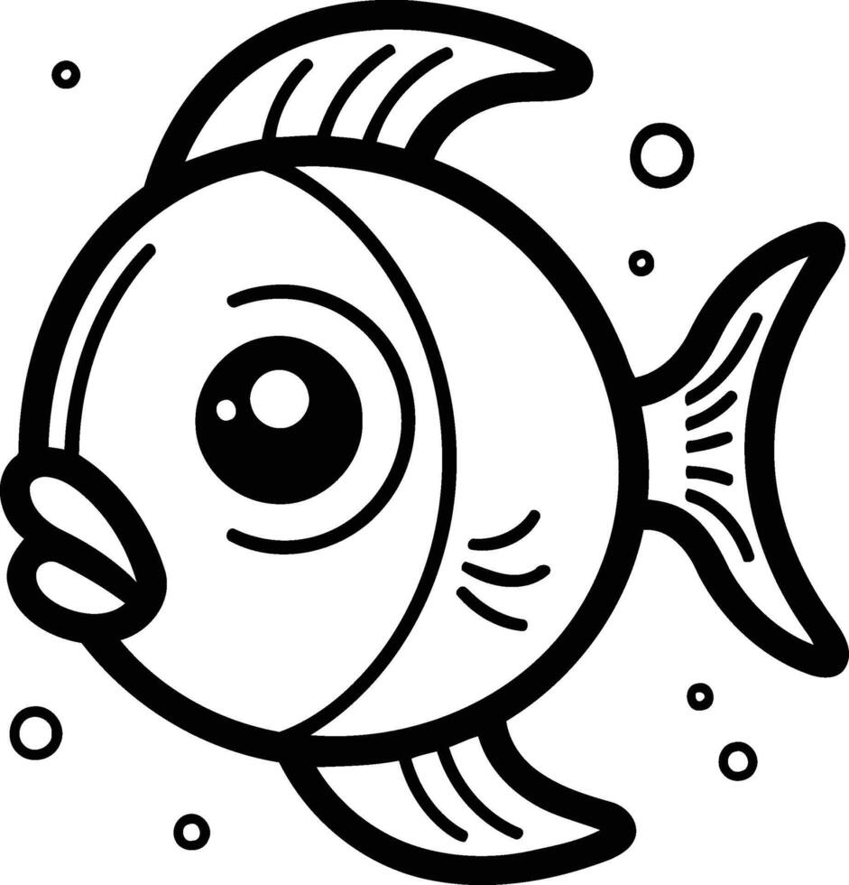 söt tecknad serie fisk. vektor illustration i klotter stil.