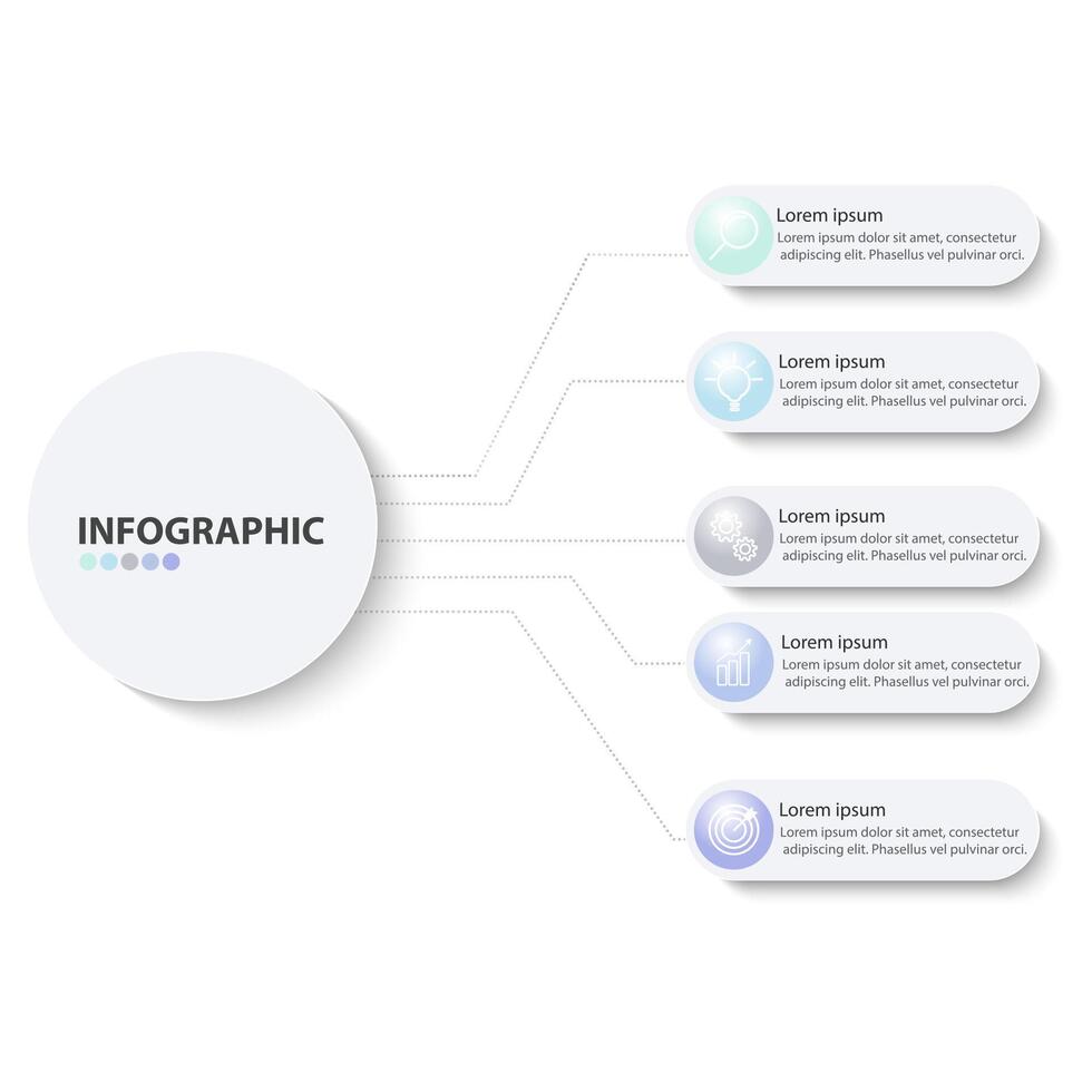 sauber Infografik mit fünf Optionen vektor