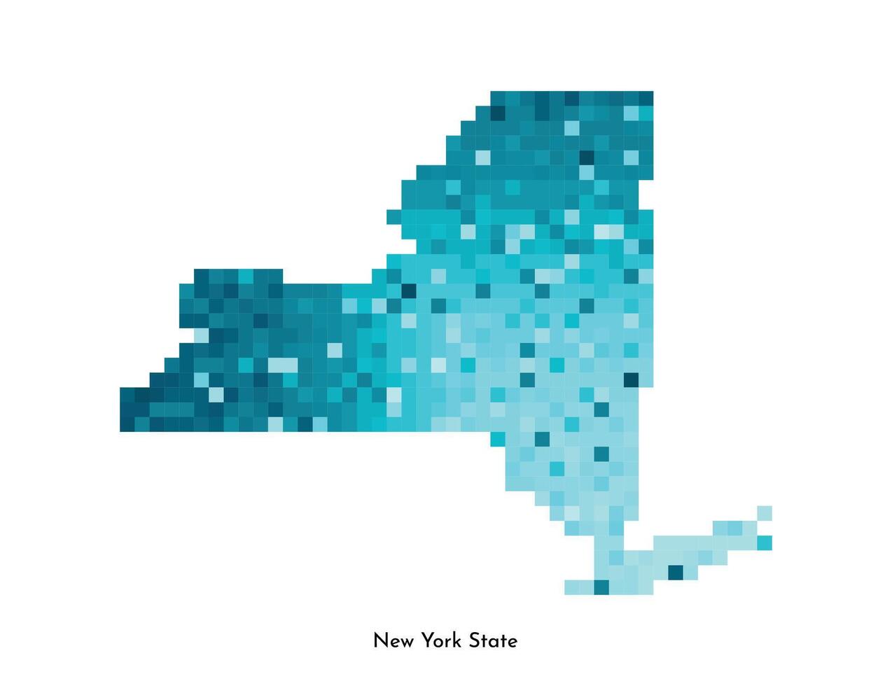 vektor isolerat geometrisk illustration med isig blå område av usa, stat av ny york Karta. pixel konst stil för nft mall. enkel färgrik logotyp med lutning textur