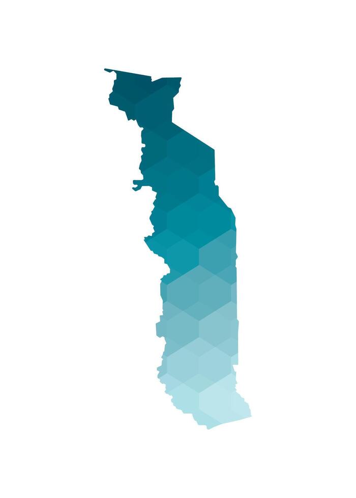 vektor isolerat illustration ikon med förenklad blå silhuett av Togo Karta. polygonal geometrisk stil. vit bakgrund.