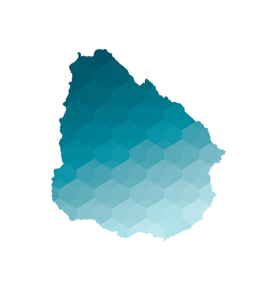 vektor isolerat illustration ikon med förenklad blå silhuett av uruguay Karta. polygonal geometrisk stil. vit bakgrund.