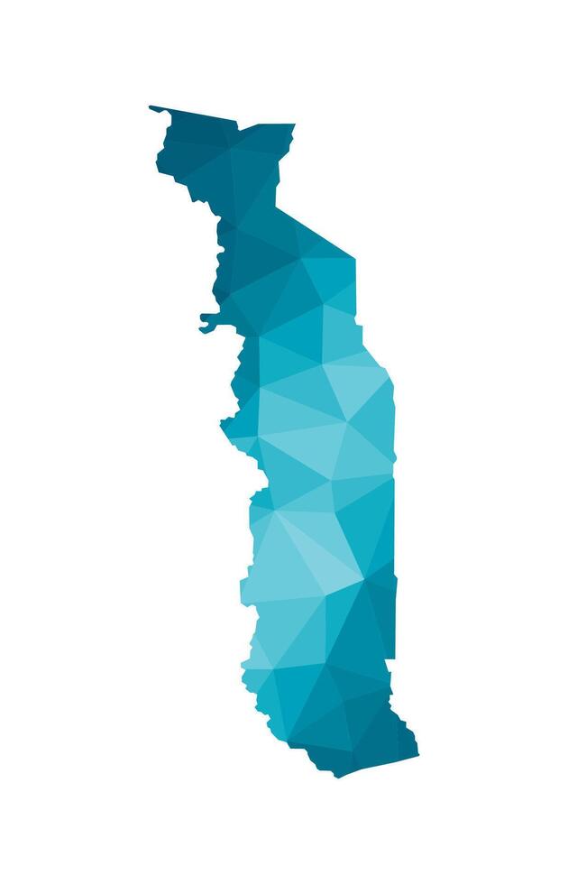 vektor isolerat illustration ikon med förenklad blå silhuett av togo, togolese republik Karta. polygonal geometrisk stil, triangel- former. vit bakgrund.