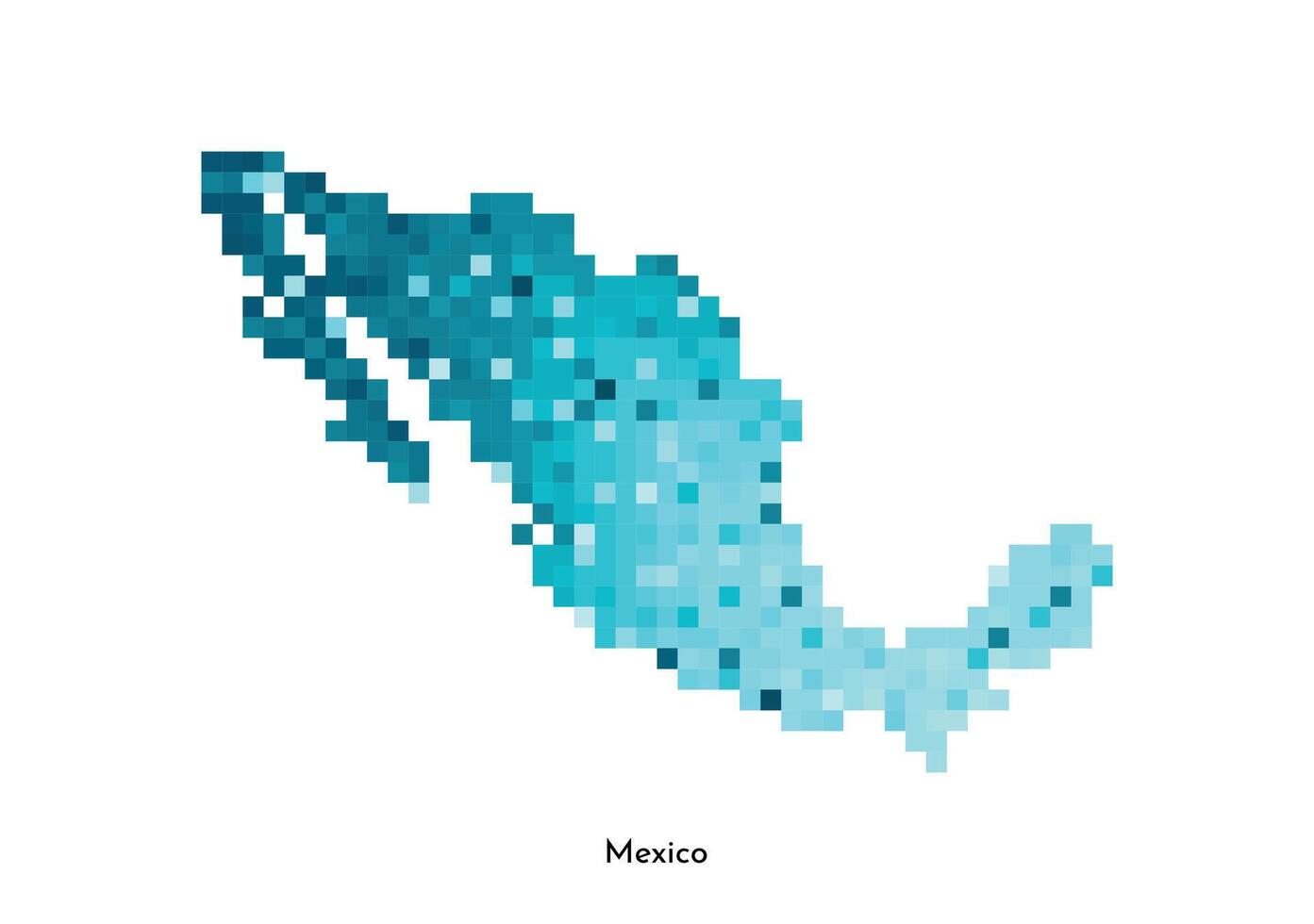 Vektor isoliert geometrisch Illustration mit einfach eisig Blau gestalten von Mexiko Karte. Pixel Kunst Stil zum nft Vorlage. gepunktet Logo mit Gradient Textur zum Design auf Weiß Hintergrund