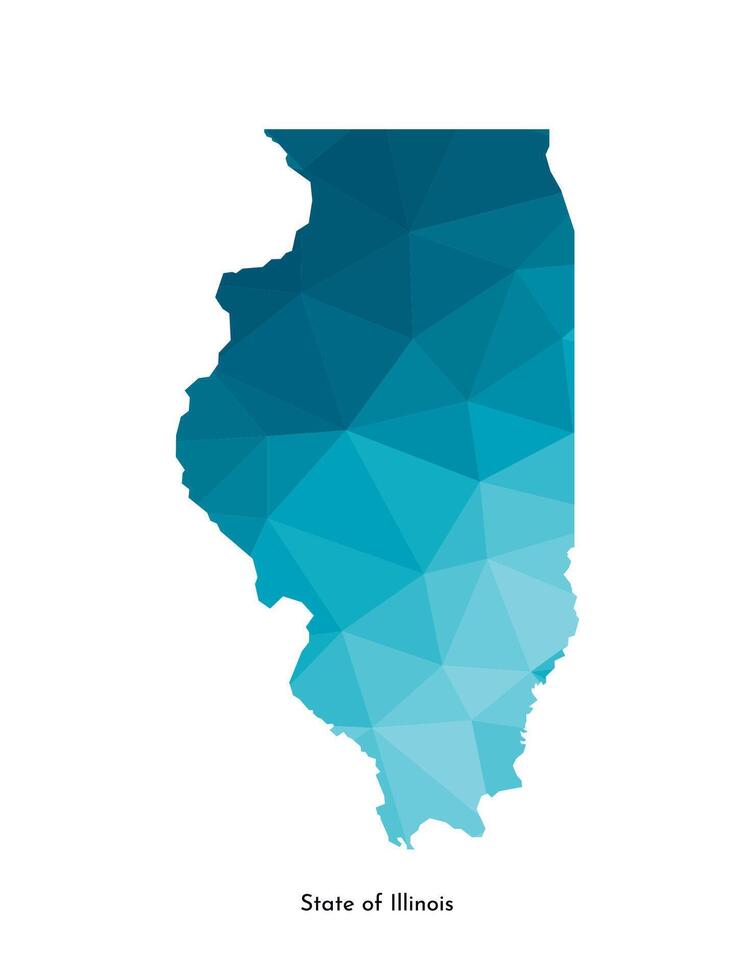 Vektor isoliert Illustration Symbol mit vereinfacht Blau Karte Silhouette von Zustand von Illinois, USA. polygonal geometrisch Stil. Weiß Hintergrund.
