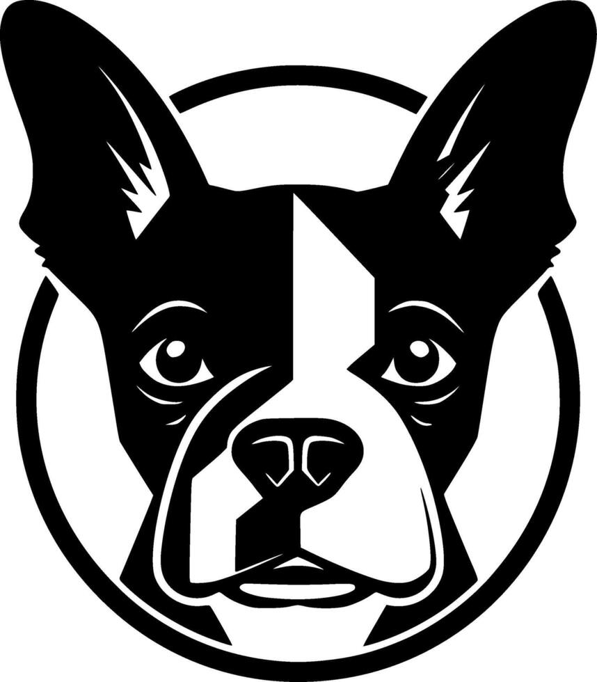 boston terrier - svart och vit isolerat ikon - vektor illustration