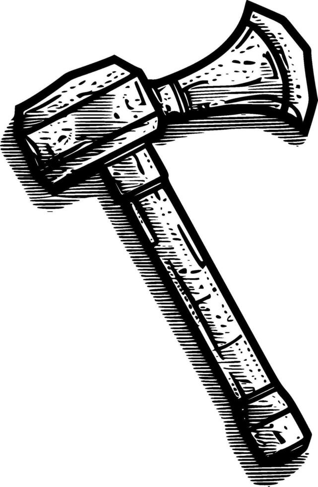 hammare - svart och vit isolerat ikon - vektor illustration