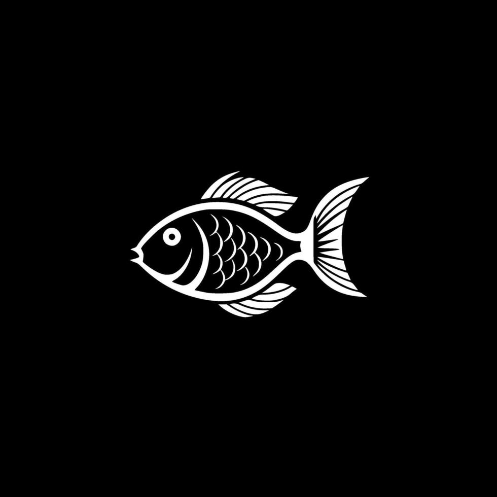fisk - svart och vit isolerat ikon - vektor illustration