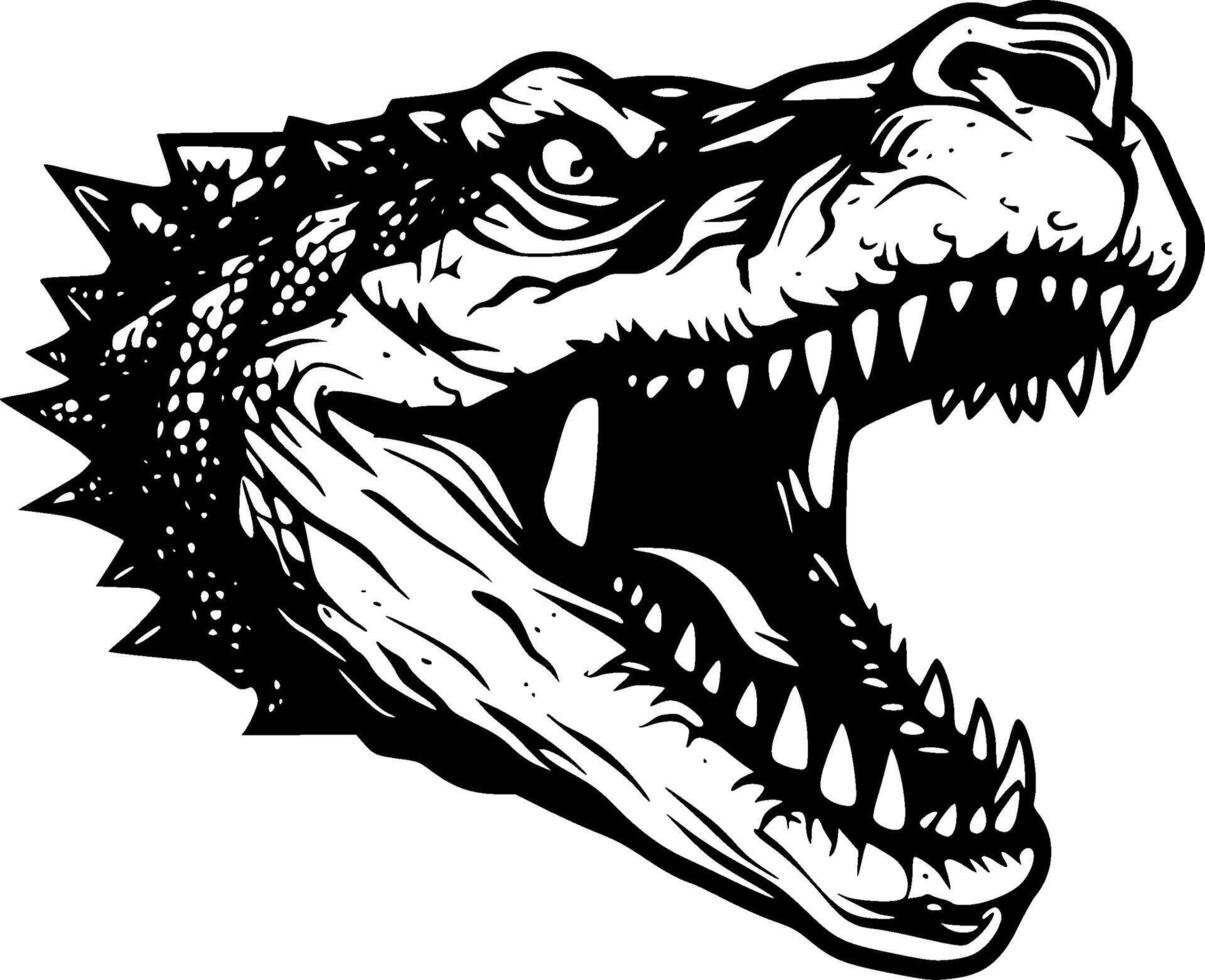 Krokodil - - schwarz und Weiß isoliert Symbol - - Vektor Illustration