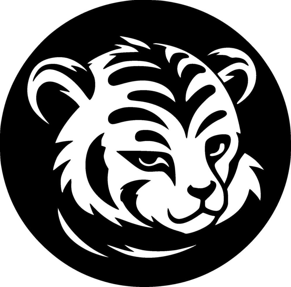 tiger bebis - minimalistisk och platt logotyp - vektor illustration