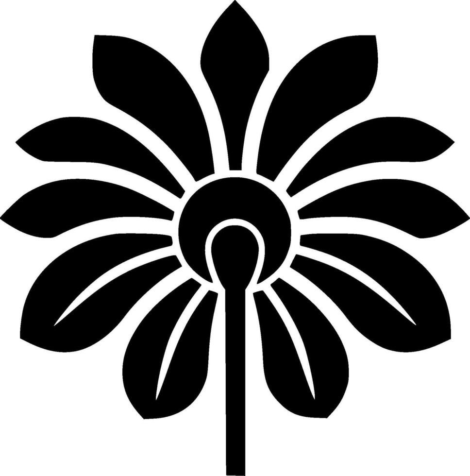 blomma, svart och vit vektor illustration