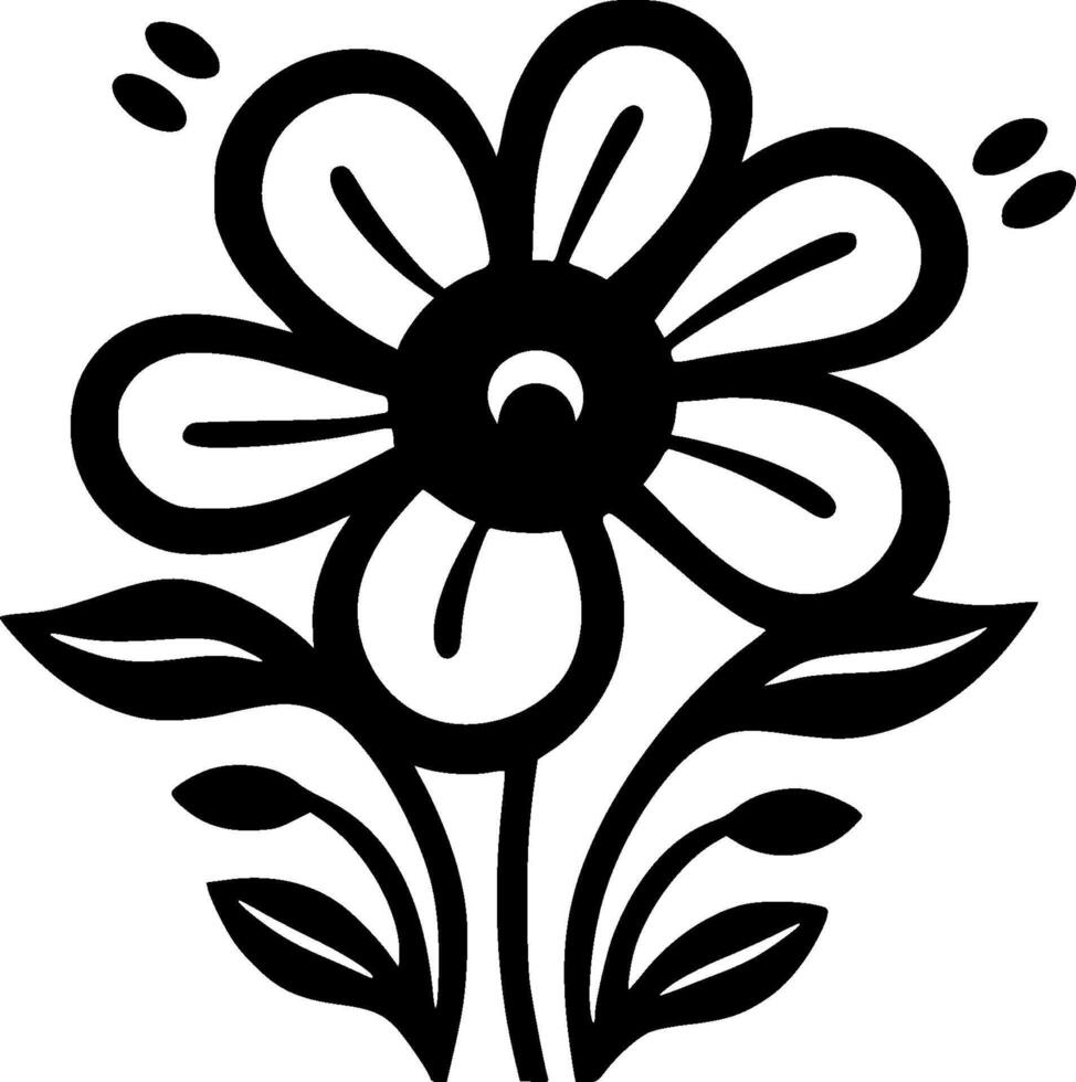 Blume - - schwarz und Weiß isoliert Symbol - - Vektor Illustration