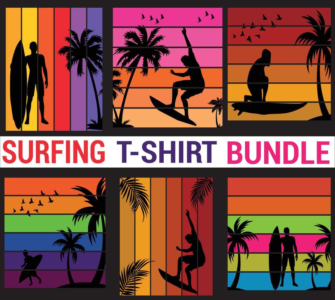 surfing t-shirt design bunt vektor