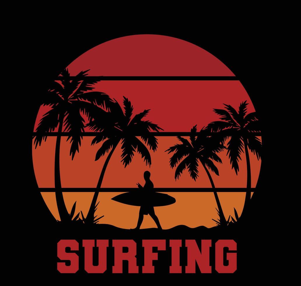 kalifornien surfing t-shirt design vektor