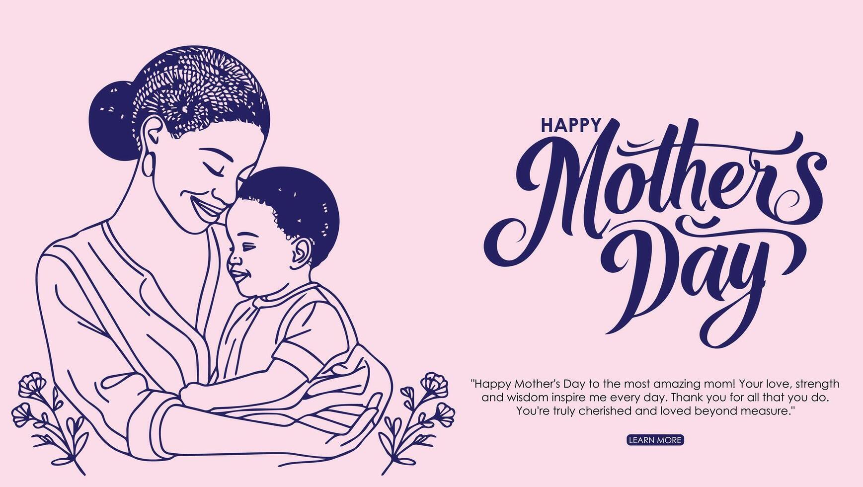 glücklich Mütter Tag Feier Post mit Mutter und Kind vektor