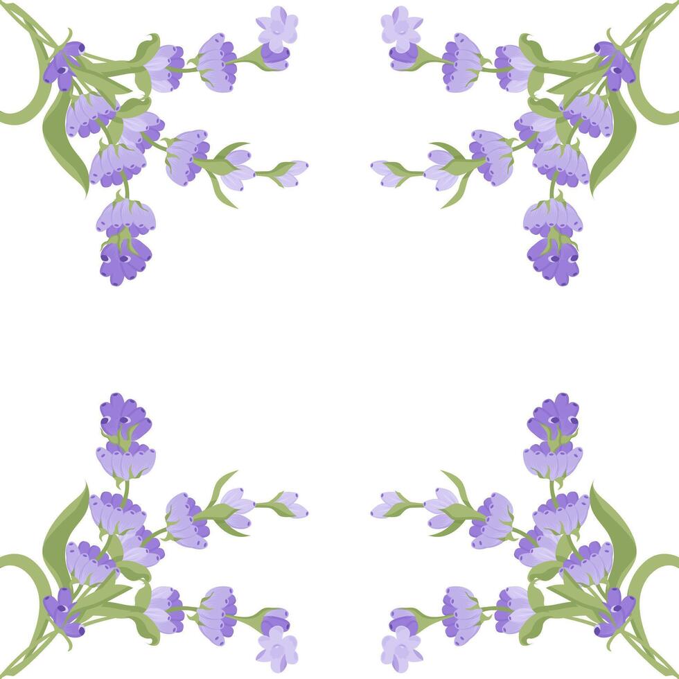 dekorativ ram av lavendel- blommor för din design. vektor illustration isolerat på vit bakgrund.