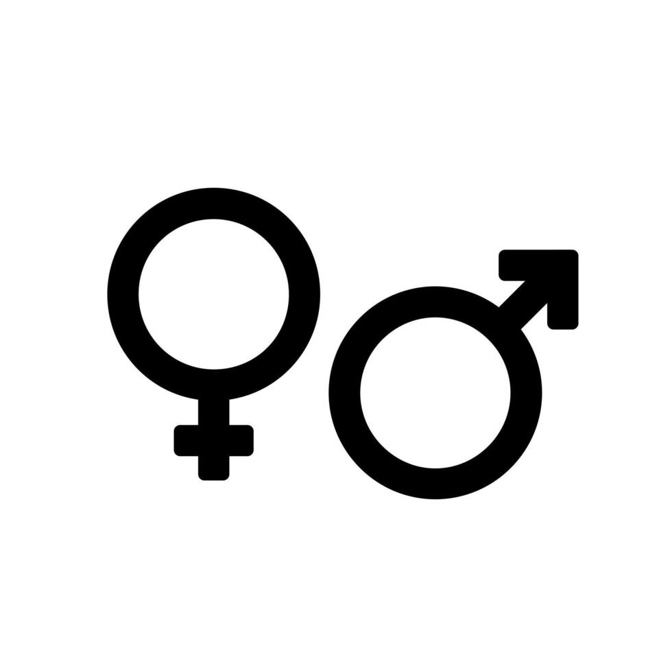 Geschlecht Symbol. weiblich und männlich Symbol. Mann und Frau unterzeichnen. schwarz auf Weiß Hintergrund. vektor