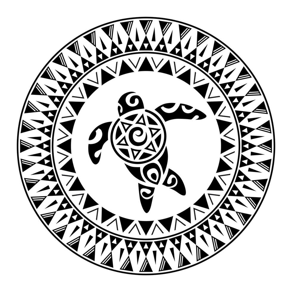 runden tätowieren Ornament mit Schildkröte Maori Stil. afrikanisch, Azteken oder Maya ethnisch Stil. vektor