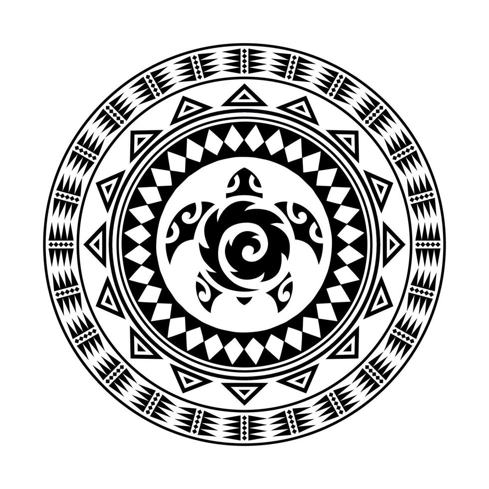 runda tatuering prydnad med sköldpadda maori stil. afrikansk, azteker eller mayan etnisk stil. vektor