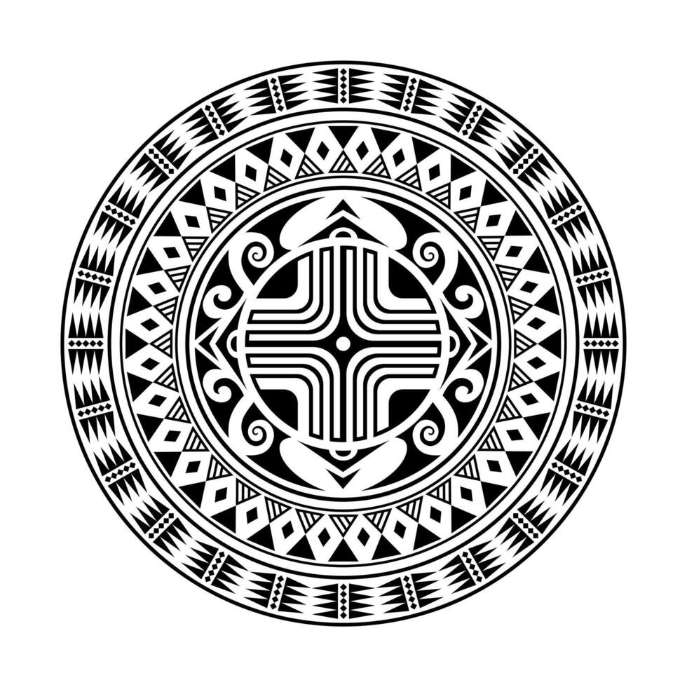runden tätowieren Ornament mit Hakenkreuz Maori Stil. afrikanisch, Azteken oder Maya ethnisch Stil. vektor