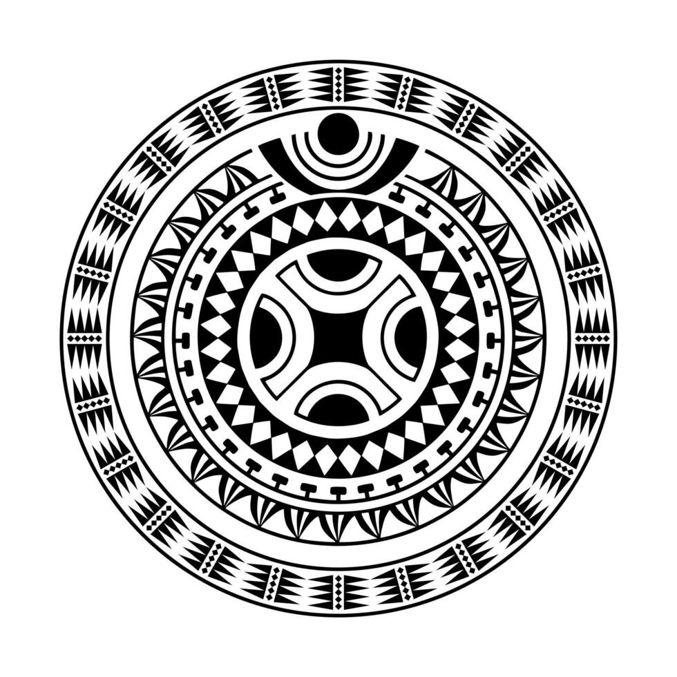 runda tatuering prydnad med hakkors maori stil. afrikansk, azteker eller mayan etnisk stil. vektor