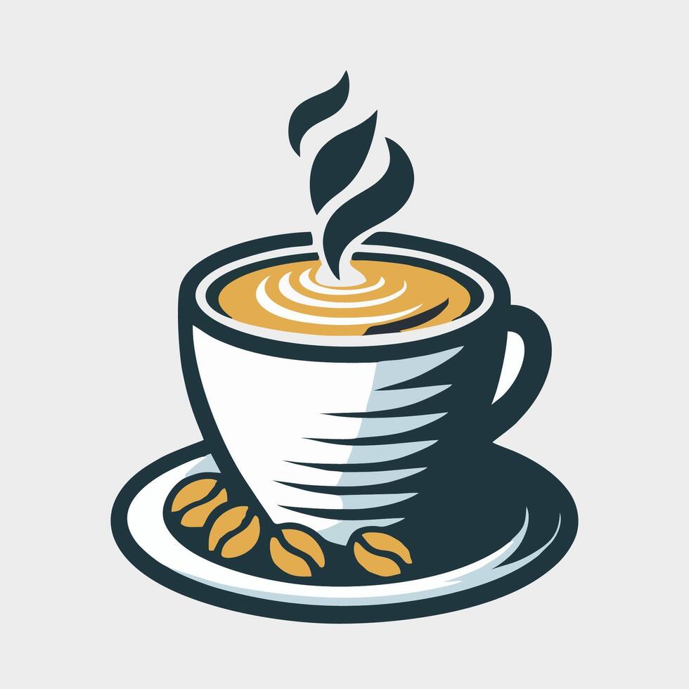 vektor kopp av kaffe med kaffe bönor