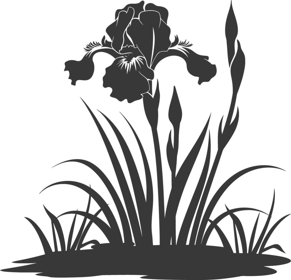 ai genererad silhuett iris blomma i de jord svart Färg endast vektor