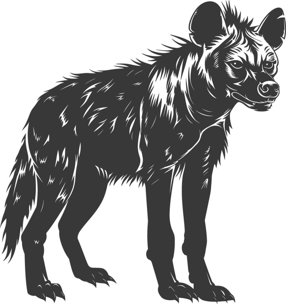 ai genererad silhuett hyena djur- svart Färg endast full kropp vektor