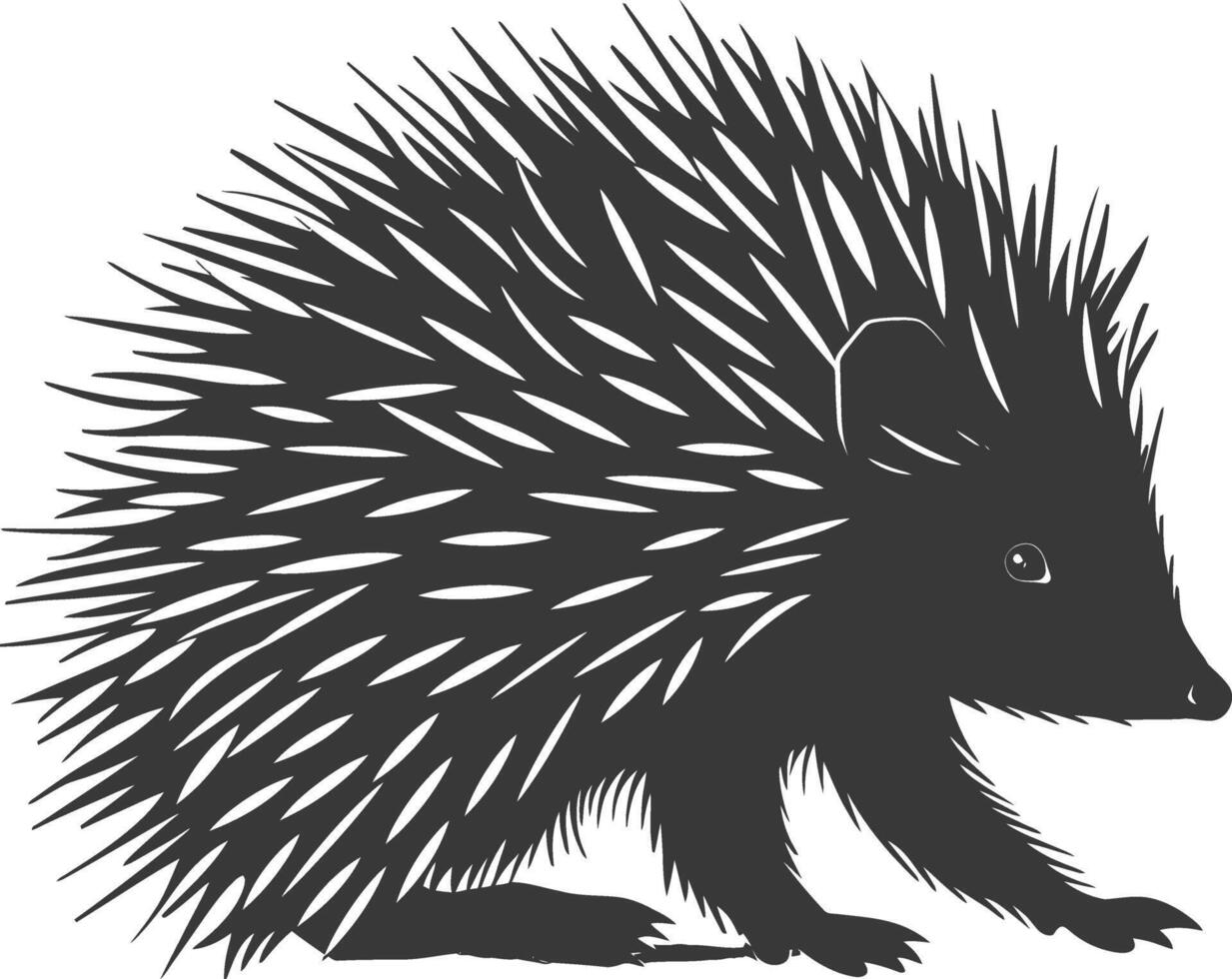 ai generiert Silhouette Igel Tier schwarz Farbe nur voll Körper vektor