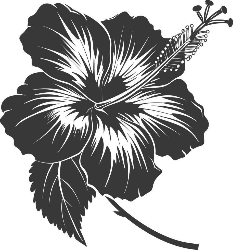 ai generiert Silhouette Hibiskus Blume schwarz Farbe nur vektor