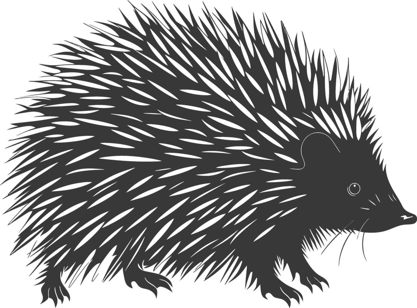 ai generiert Silhouette Igel Tier schwarz Farbe nur voll Körper vektor