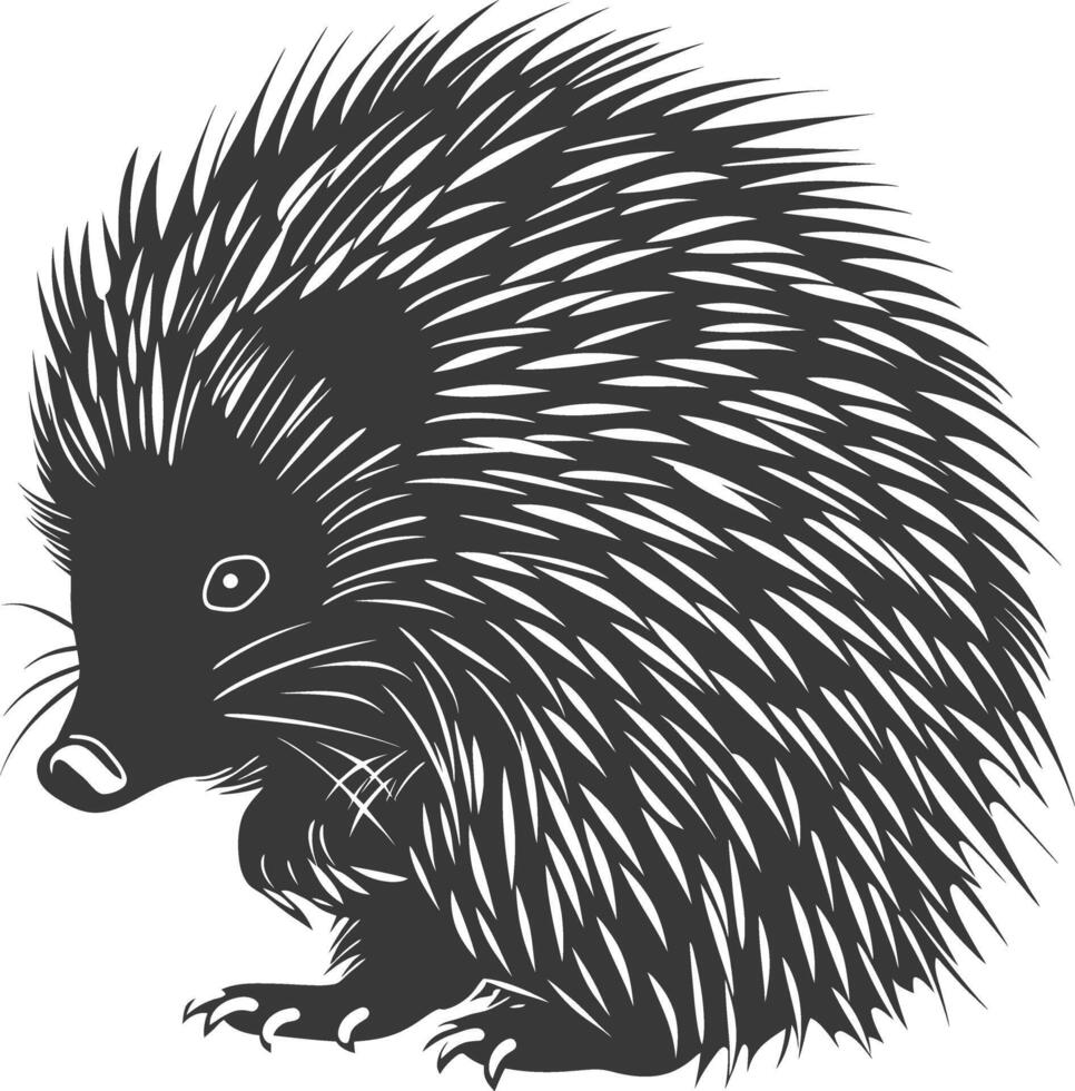 ai generiert Silhouette Igel Tier schwarz Farbe nur voll Körper vektor