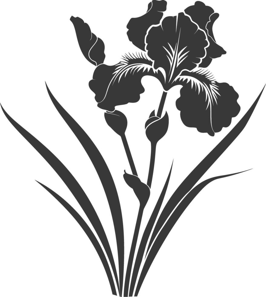 ai genererad silhuett iris blomma svart Färg endast vektor