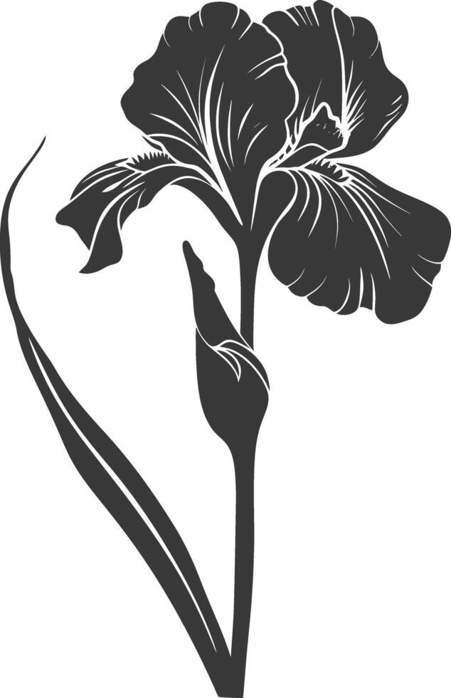 ai genererad silhuett iris blomma svart Färg endast vektor