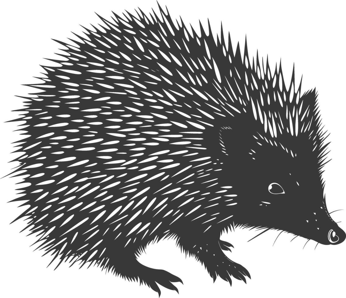 ai generiert Silhouette Igel Tier schwarz Farbe nur voll Körper vektor