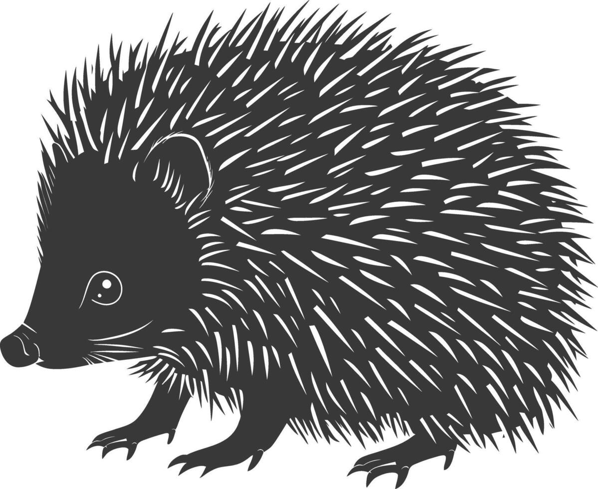 ai generiert Silhouette Igel Tier schwarz Farbe nur voll Körper vektor