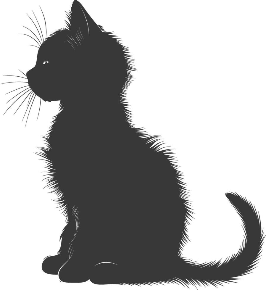 ai generiert Silhouette Kätzchen süß Tier schwarz Farbe nur voll Körper vektor