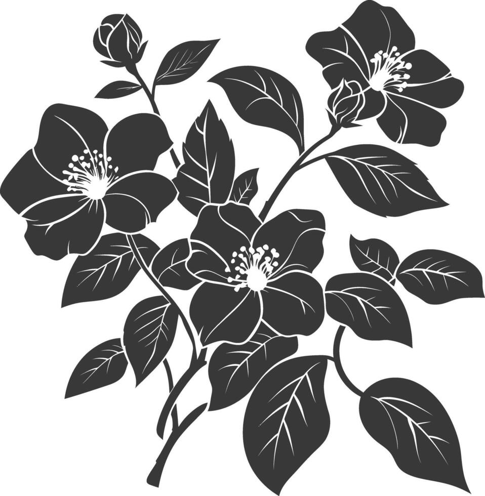 ai generiert Silhouette Jasmin Blume schwarz Farbe nur vektor