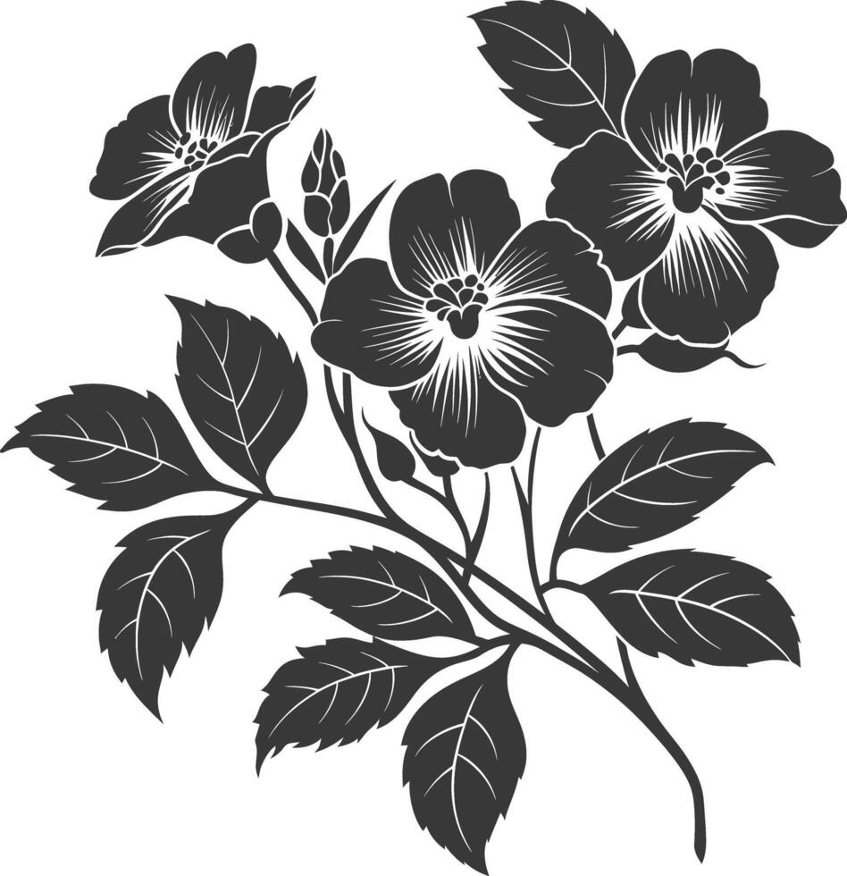 ai generiert Silhouette Jasmin Blume schwarz Farbe nur vektor