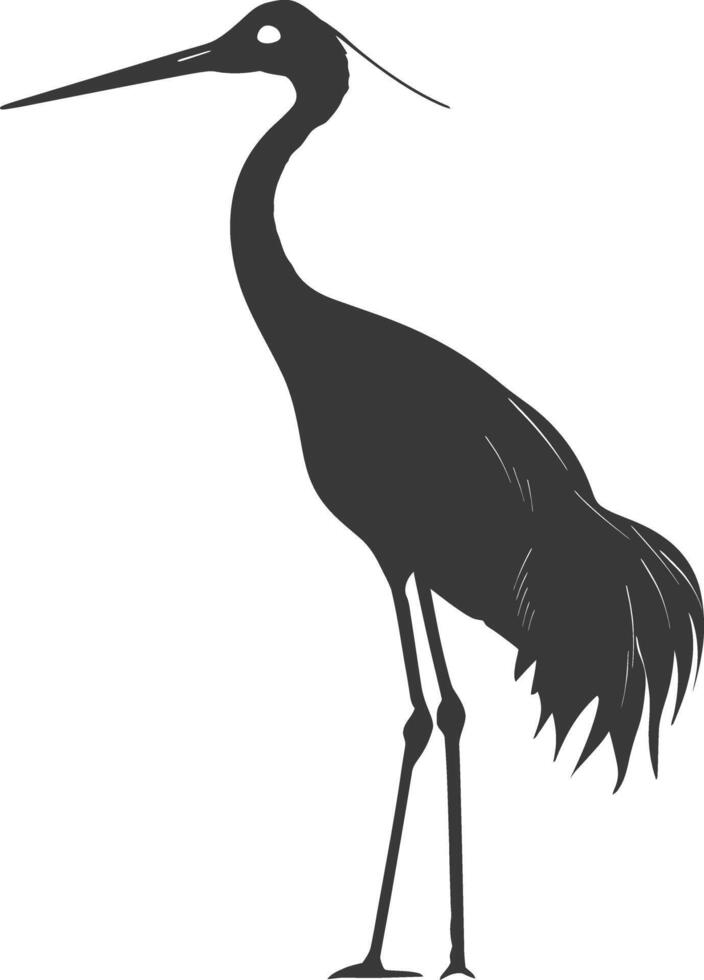 ai genererad silhuett kran fågel djur- svart Färg endast full kropp vektor