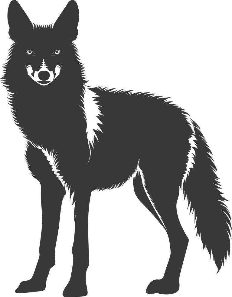 ai generiert Silhouette Kojote Tier schwarz Farbe nur voll Körper vektor