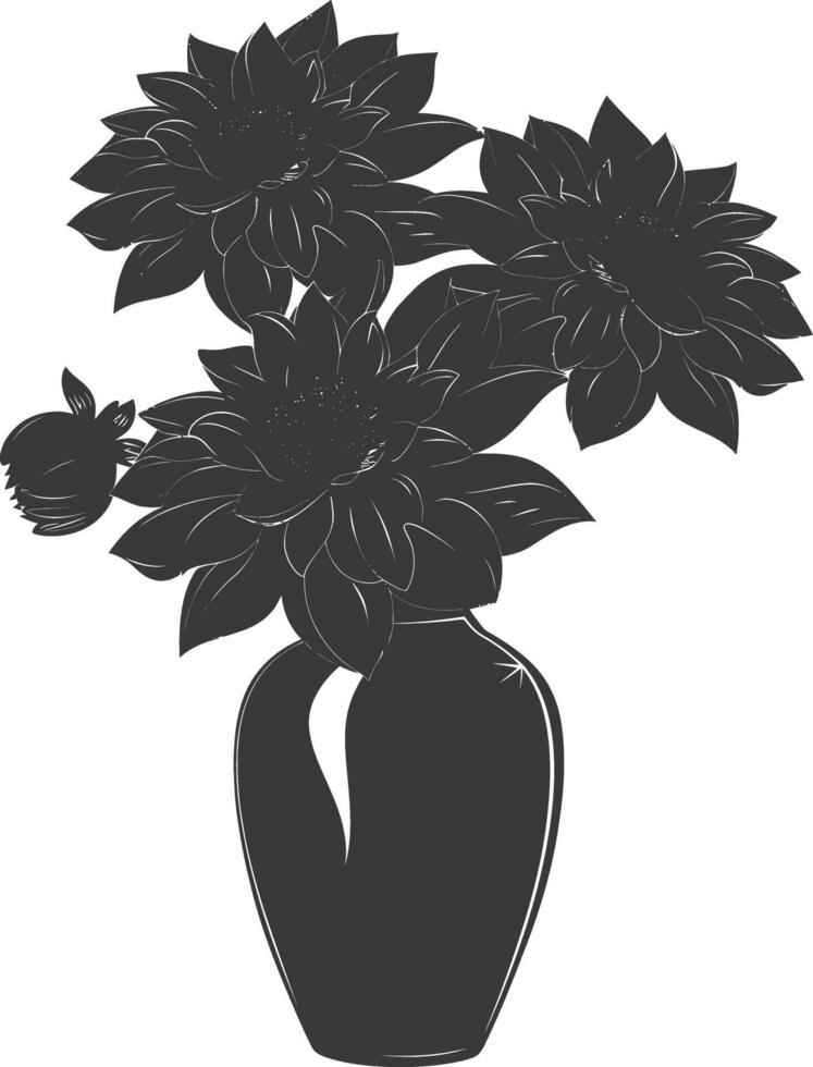 ai generiert Silhouette Dahlie Blume im das Vase schwarz Farbe nur vektor