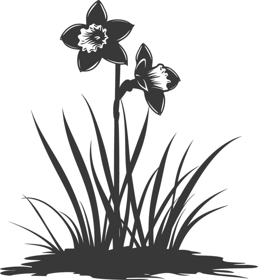 ai generiert Silhouette Narzisse Blume im das Boden schwarz Farbe nur vektor