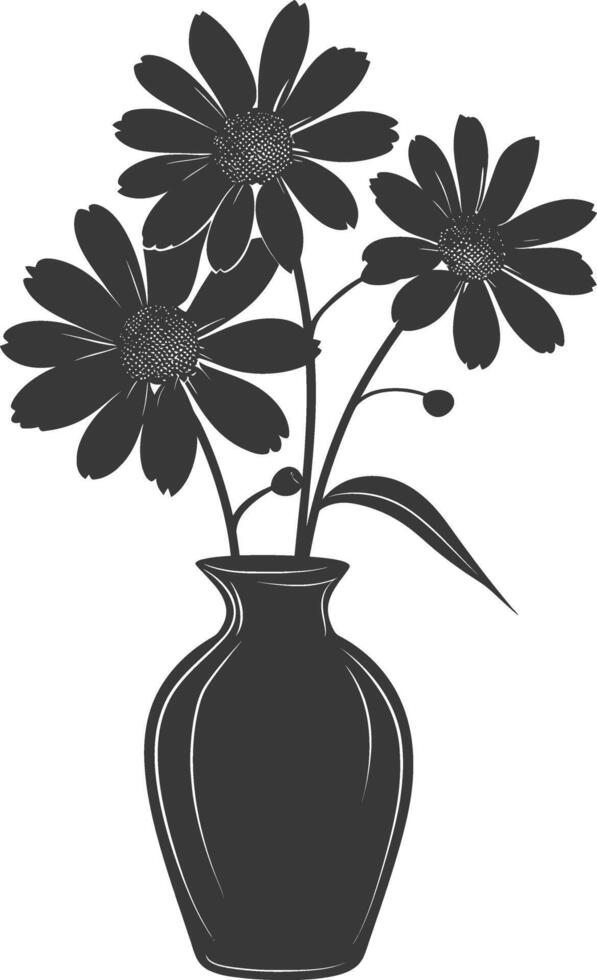 ai genererad silhuett daisy blomma i de vas svart Färg endast vektor