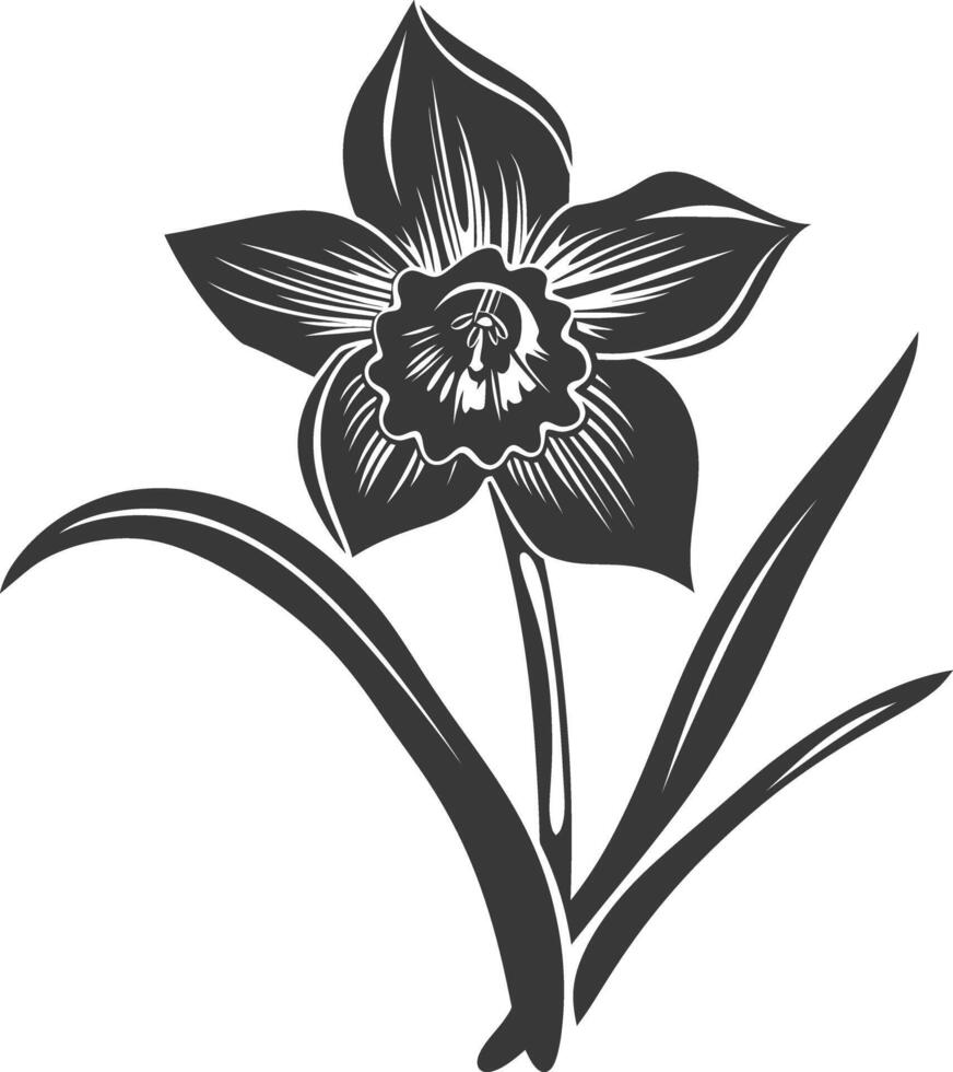 ai generiert Silhouette Narzisse Blume schwarz Farbe nur vektor