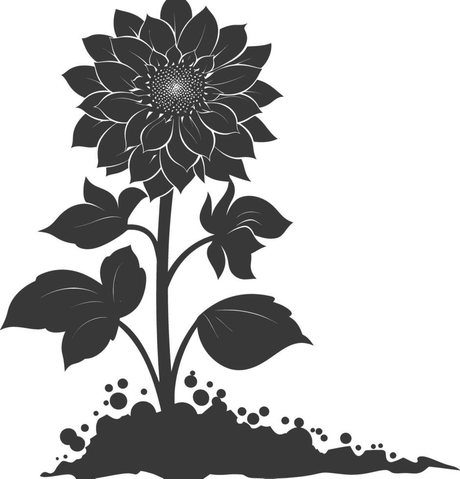 ai generiert Silhouette Dahlie Blume im das Boden schwarz Farbe nur vektor