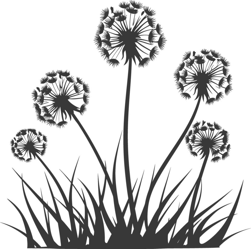 ai generiert Silhouette Löwenzahn Pflanze Blume schwarz Farbe nur vektor