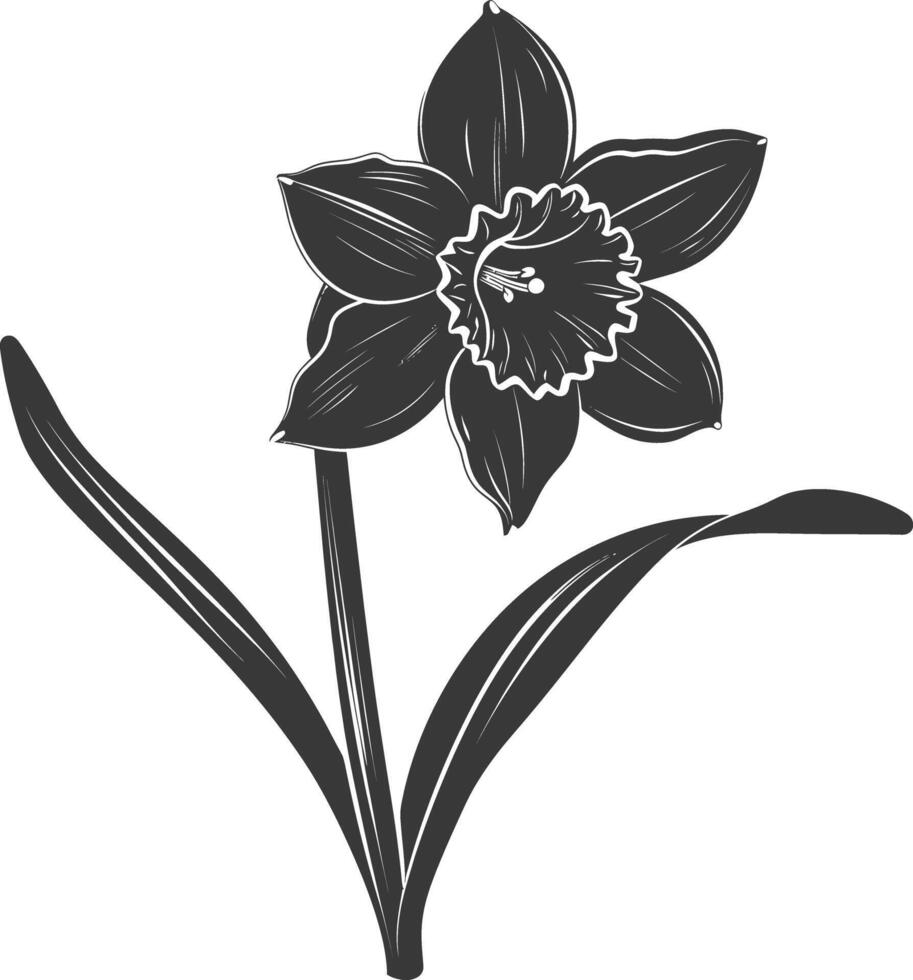 ai genererad silhuett påsklilja blomma svart Färg endast vektor
